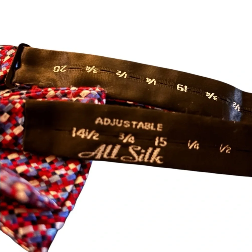 Countess Mara Colorful All Silk Bow Tie Burgundy & Blue Adjustable Holiday